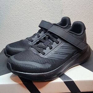 adidas Kids Black Low-Top Athletic Sneakers with Hook-and-Loop Strap